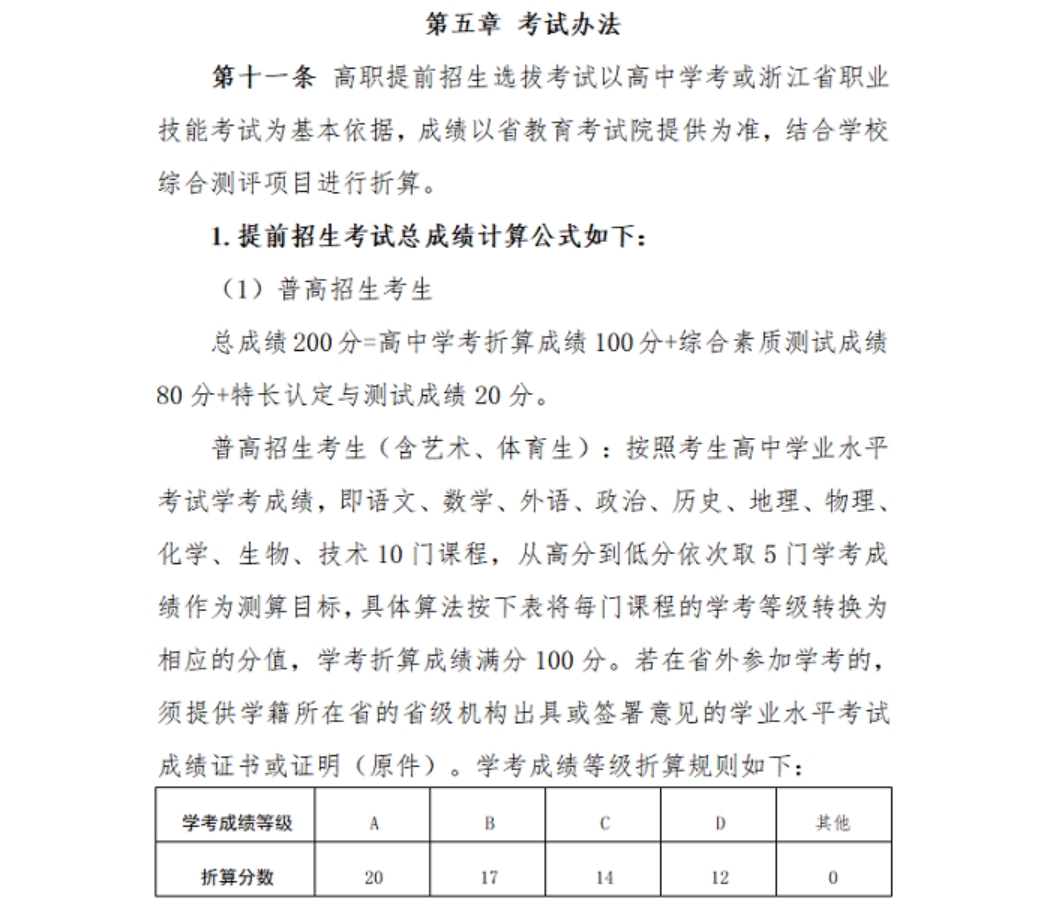 浙江宇翔职业技术学院2023年高职提前招生章程