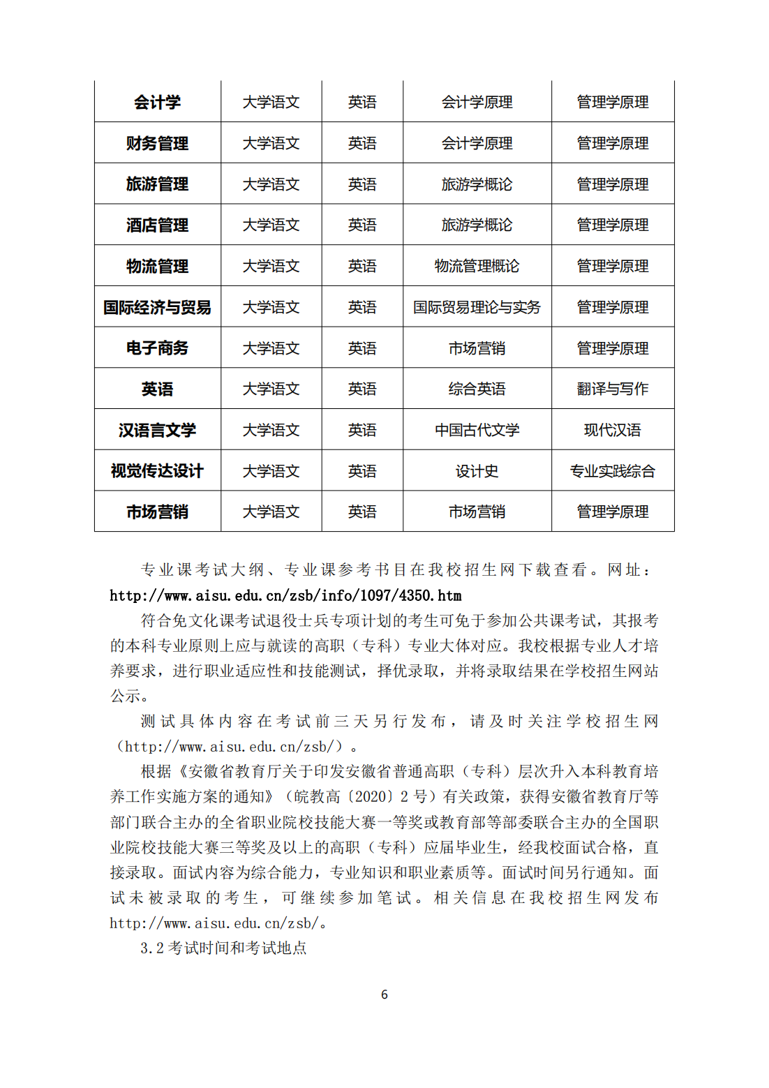 安徽外国语学院2023年普通高校专升本招生章程