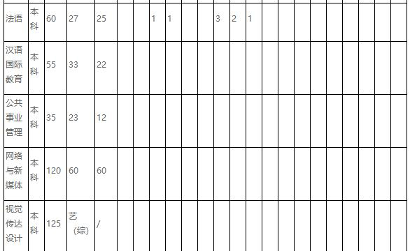 安徽外国语学院2021年招生专业计划