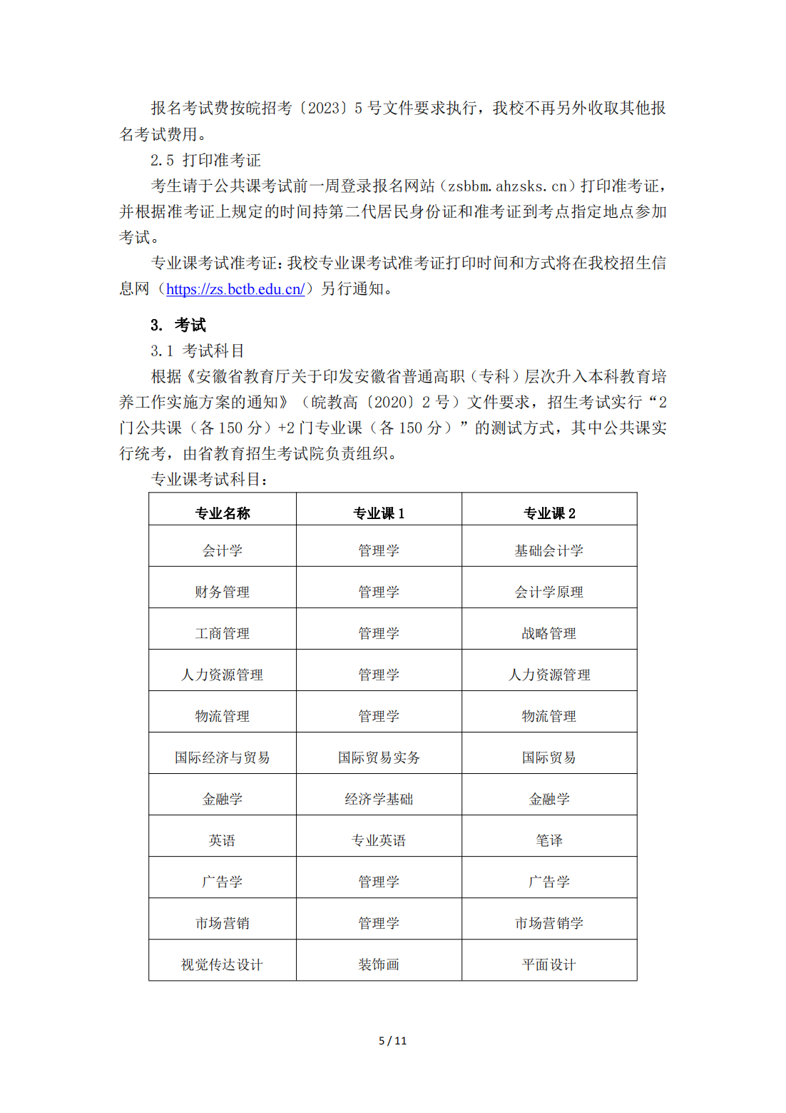 蚌埠工商学院（原安徽财经大学商学院）2023年普通高校专升本招生章程