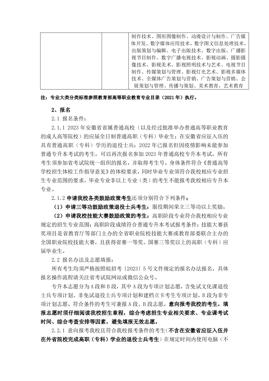 马鞍山学院2023年普通高校专升本招生章程