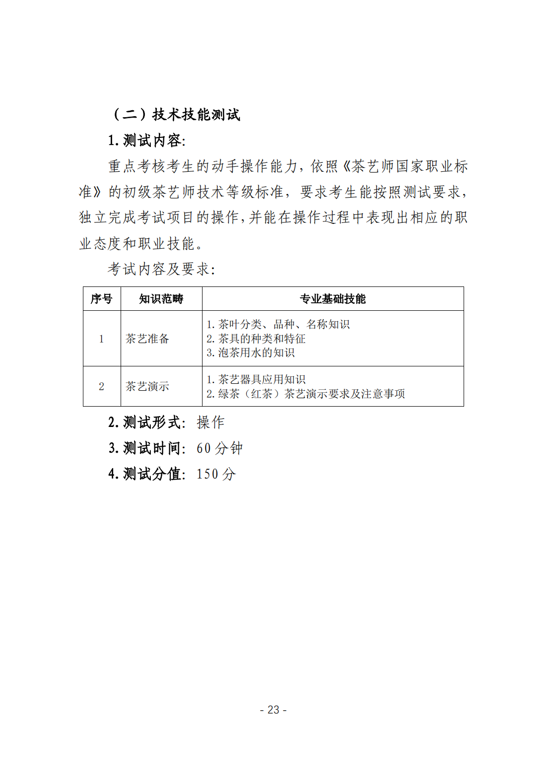 黄山职业技术学院－2024年分类考试招生职业技能考试大纲