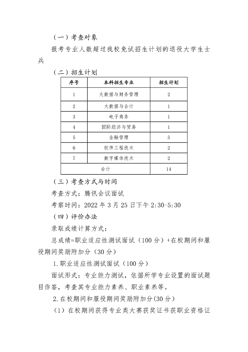 山东外国语职业技术大学－2022年退役大学生士兵专升本免试招生工作方案