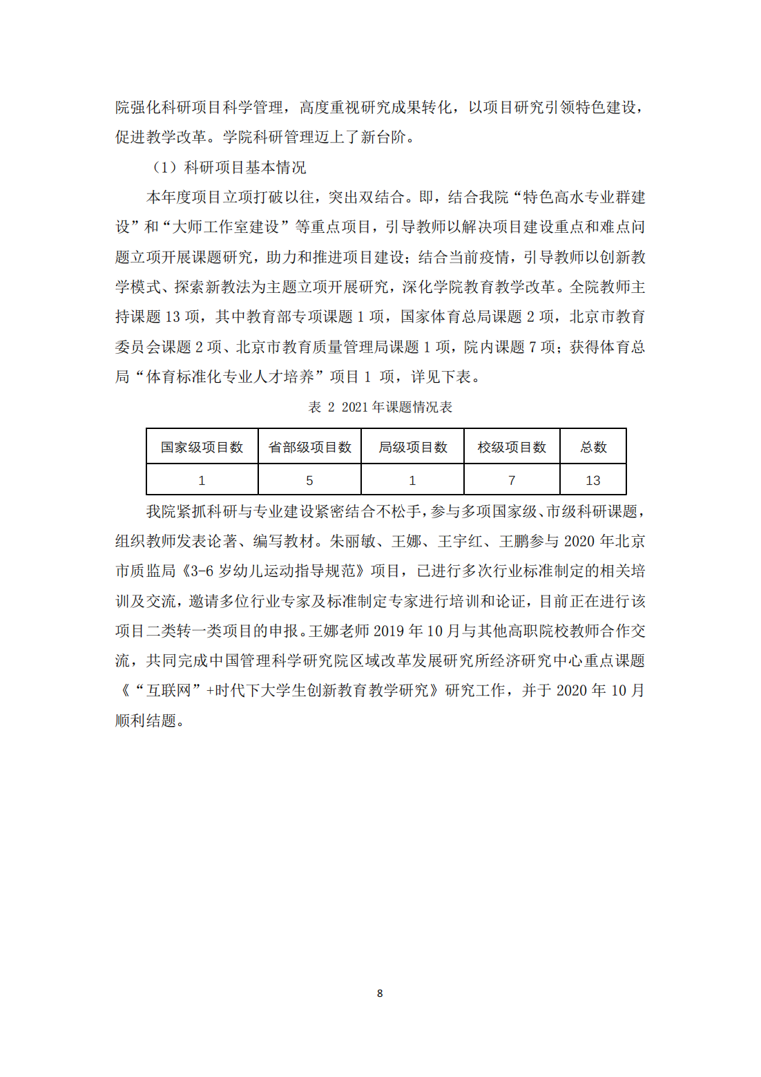 北京体育职业学院－2021毕业生就业质量年度报告