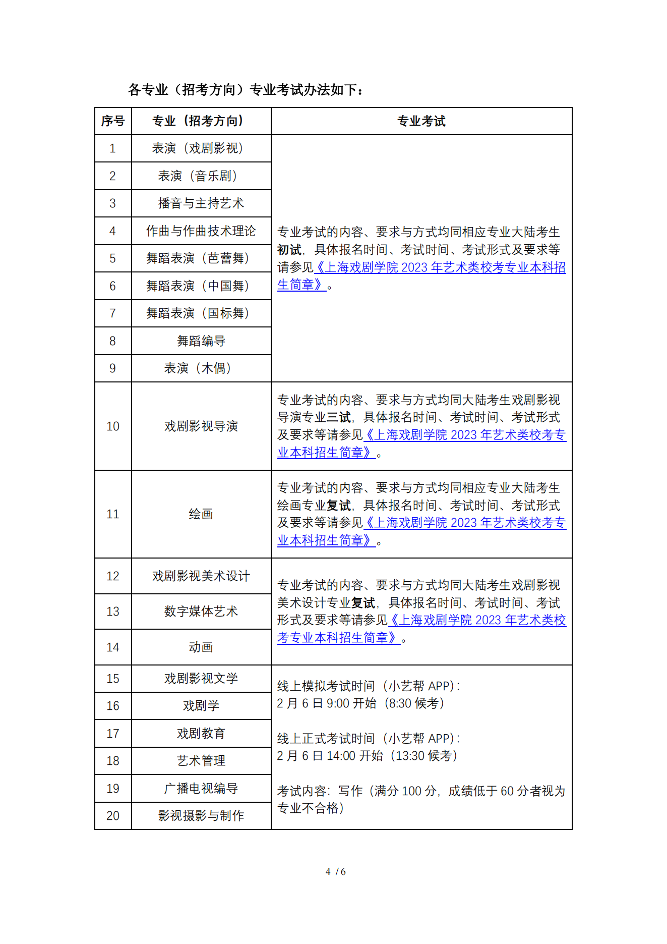 上海戏剧学院2023年外国留学生本科生招生简章